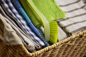 basket of tea towels 