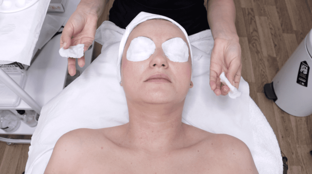 Step by step facial treatment step 2 pre-cleanse preperation